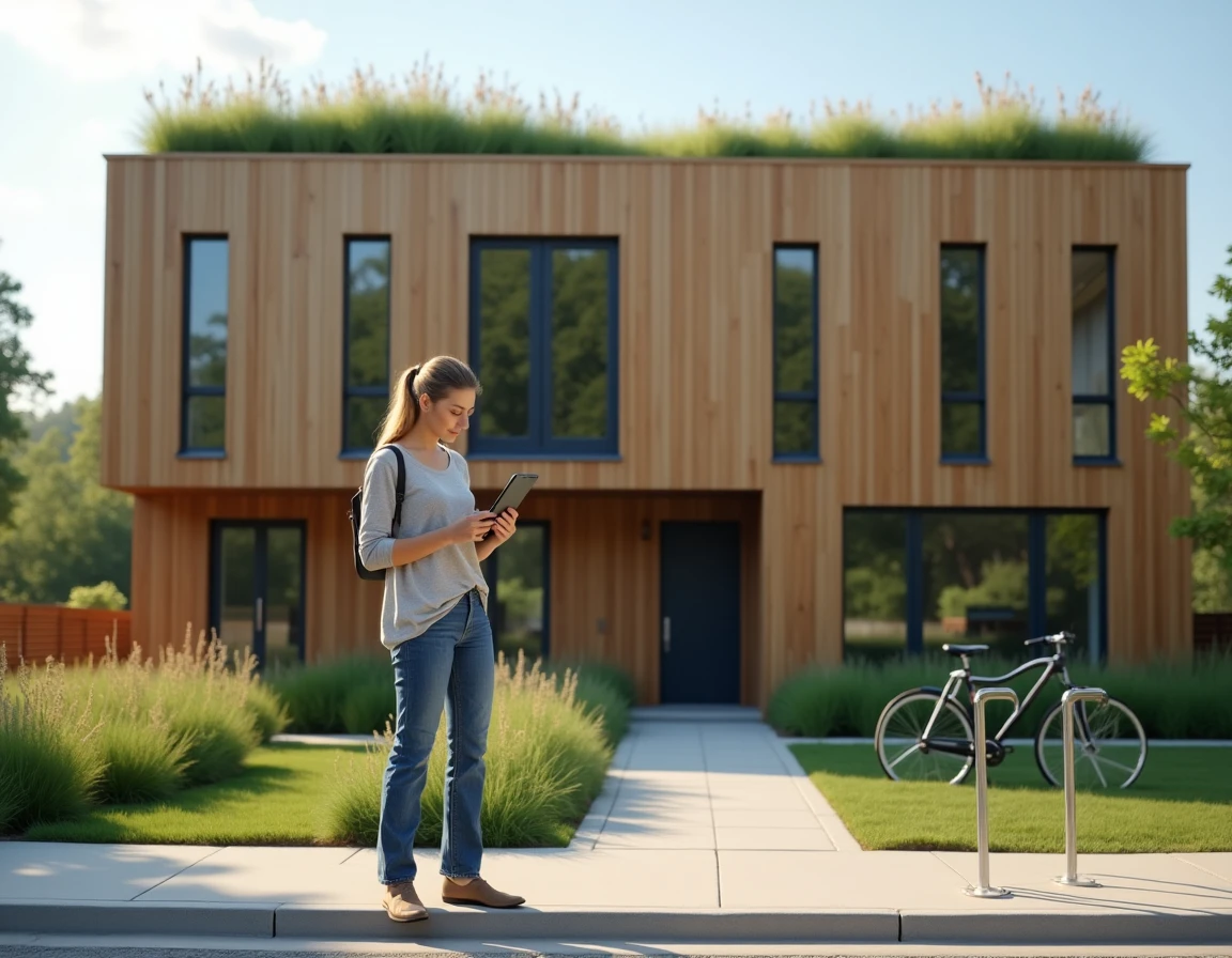 Immeuble résidentiel éco-conçu WO2 avec une responsable développement durable consultant les données de performance